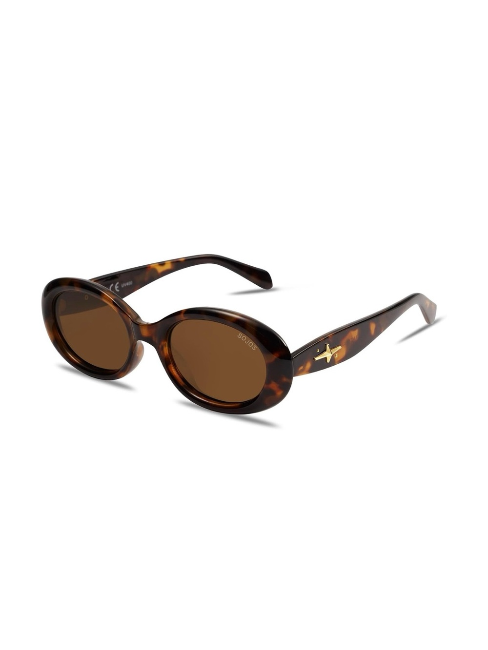 SOJOS Retro 90s Oval Polarized Sunglasses Amber Tortoise Brown NWT
